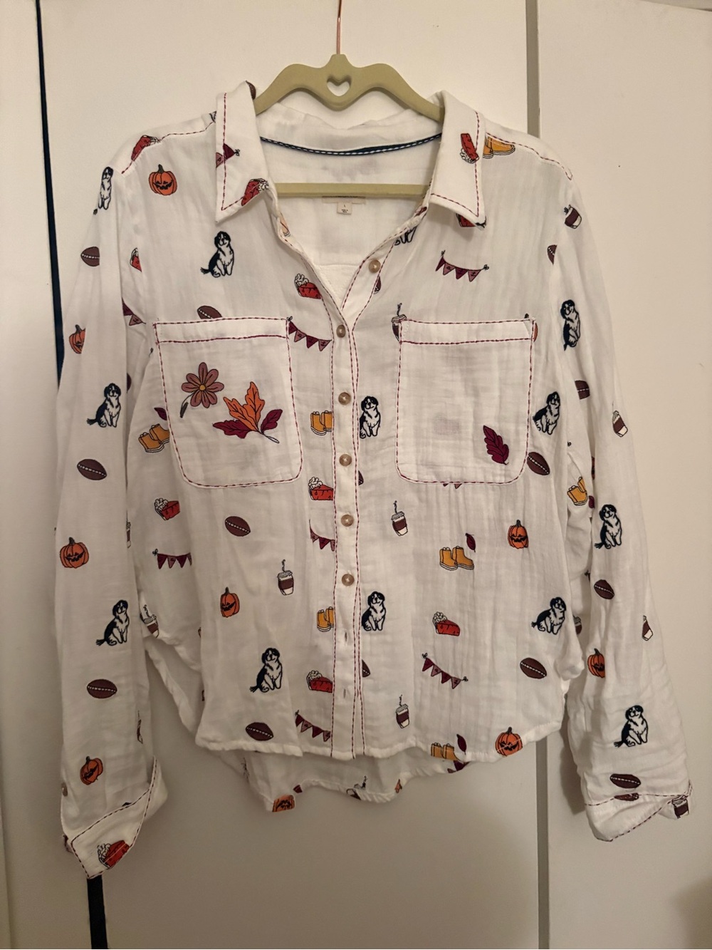 anthropologie pilcro fall icon pumpkin spice button down shirt